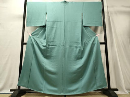 平和屋着物■上質な色無地　青竹色　正絹　逸品　CABJ7082oy