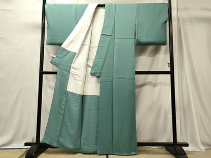 平和屋着物■上質な色無地　青竹色　正絹　逸品　CABJ7082oy