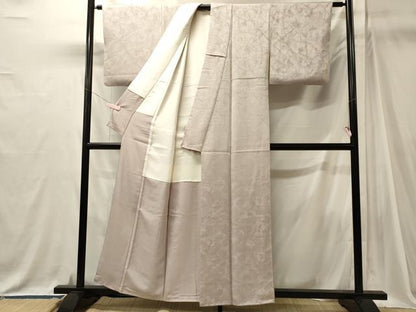 平和屋着物■上質な色無地　霞地紋　薄梅鼠色　正絹　逸品　CABJ7088oy