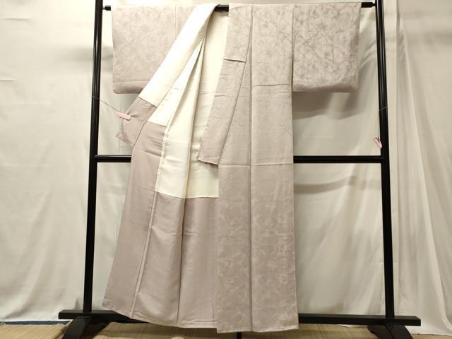 平和屋着物■上質な色無地　霞地紋　薄梅鼠色　正絹　逸品　CABJ7088oy