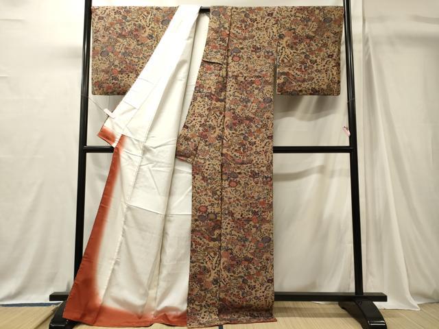 平和屋着物■上質な小紋　草花文　正絹　逸品　CABJ7089oy