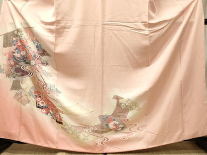 平和屋着物■訪問着　几帳花車文　暈し染め　金彩　正絹　逸品　CABJ7092oy