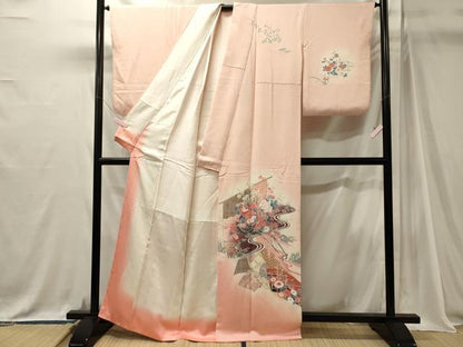 平和屋着物■訪問着　几帳花車文　暈し染め　金彩　正絹　逸品　CABJ7092oy