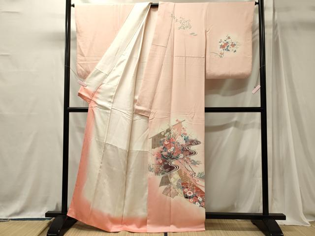 平和屋着物■訪問着　几帳花車文　暈し染め　金彩　正絹　逸品　CABJ7092oy
