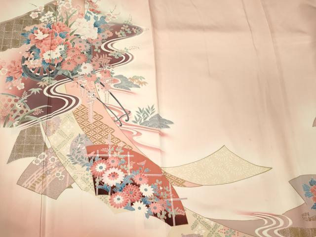 平和屋着物■訪問着　几帳花車文　暈し染め　金彩　正絹　逸品　CABJ7092oy
