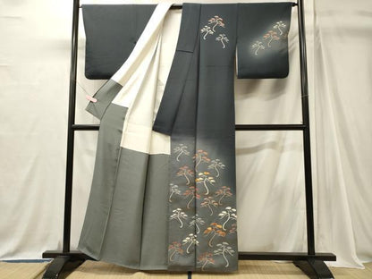 平和屋着物■訪問着　駒刺繍　草木文　暈し染め　金彩　正絹　逸品　CABJ7093oy