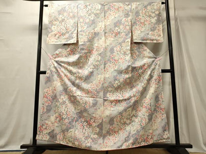 平和屋着物■上質な小紋　扇面花文　正絹　逸品　未使用　CABJ7096oy