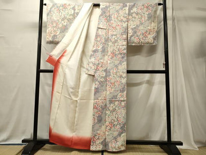 平和屋着物■上質な小紋　扇面花文　正絹　逸品　未使用　CABJ7096oy