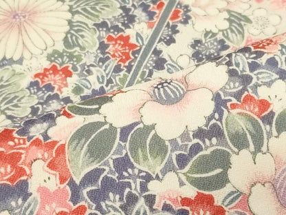 平和屋着物■上質な小紋　扇面花文　正絹　逸品　未使用　CABJ7096oy