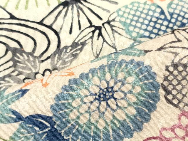 平和屋着物■上質な小紋　型染め　流水花文　正絹　逸品　CABJ7098oy