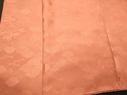 平和屋着物■上質な色無地　菊青街は花地紋　鉛丹色　正絹　逸品　CABJ7099oy