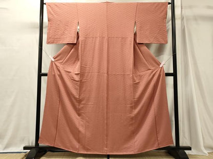 平和屋着物■上質な色無地　毘沙門亀甲地紋　薄紅色　正絹　逸品　CABJ7101oy