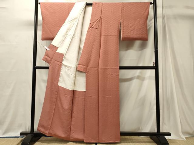 平和屋着物■上質な色無地　毘沙門亀甲地紋　薄紅色　正絹　逸品　CABJ7101oy