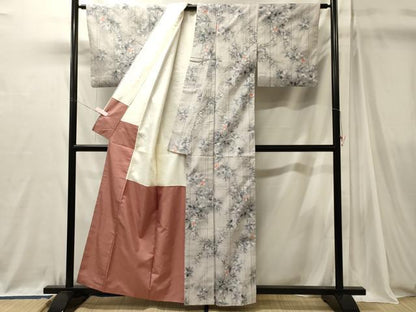 平和屋着物■上質な紬　草花間道　正絹　逸品　CABJ7104oy