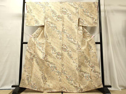 平和屋着物■上質な小紋　道長草花文　鬼しぼ縮緬　やまと誂製　正絹　逸品　未使用　CABJ7106oy