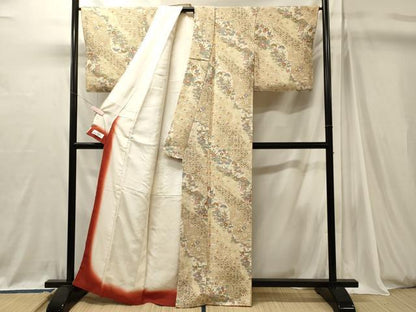 平和屋着物■上質な小紋　道長草花文　鬼しぼ縮緬　やまと誂製　正絹　逸品　未使用　CABJ7106oy