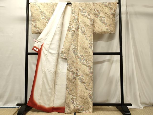 平和屋着物■上質な小紋　道長草花文　鬼しぼ縮緬　やまと誂製　正絹　逸品　未使用　CABJ7106oy