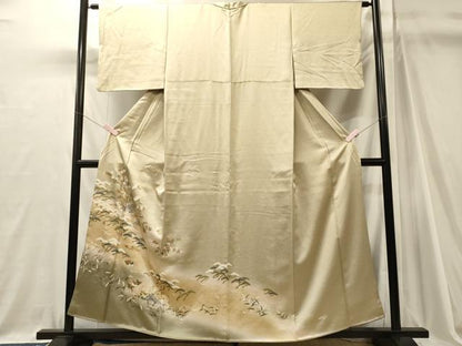 平和屋着物■豪華色留袖　飛鶴草葉松文　暈し染め　金彩　正絹　逸品　CABJ7107oy