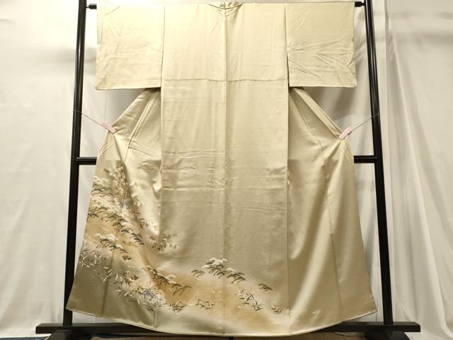 平和屋着物■豪華色留袖　飛鶴草葉松文　暈し染め　金彩　正絹　逸品　CABJ7107oy