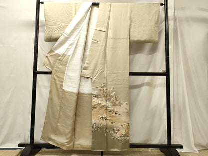 平和屋着物■豪華色留袖　飛鶴草葉松文　暈し染め　金彩　正絹　逸品　CABJ7107oy