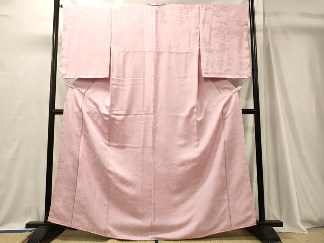 平和屋着物■上質な色無地　人物風景地紋　撫子色　正絹　逸品　未使用　CABJ7109oy