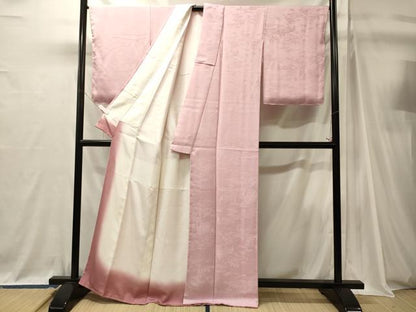 平和屋着物■上質な色無地　人物風景地紋　撫子色　正絹　逸品　未使用　CABJ7109oy