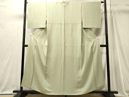 平和屋着物■上質な色無地 草花地紋 若葉色 正絹 逸品 CABJ7112oy