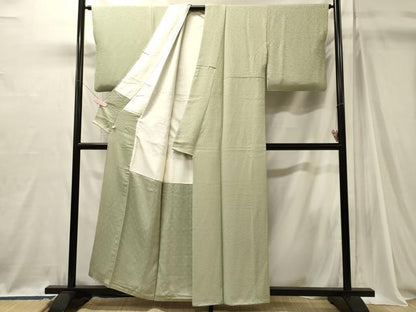 平和屋着物■上質な色無地 草花地紋 若葉色 正絹 逸品 CABJ7112oy