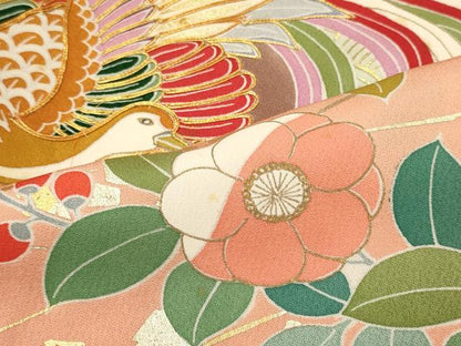 平和屋着物■豪華振袖　駒刺繍　鳳凰草花文　暈し染め　金銀彩　正絹　逸品　CABJ7113oy