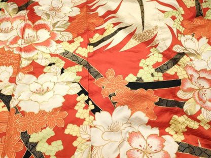 平和屋着物■豪華振袖　駒刺繍　草花文　金彩　正絹　逸品　CABJ7115oy