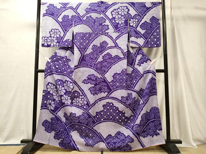 平和屋着物■上質な小紋　総絞り　舞花文　正絹　逸品　CABJ7116oy