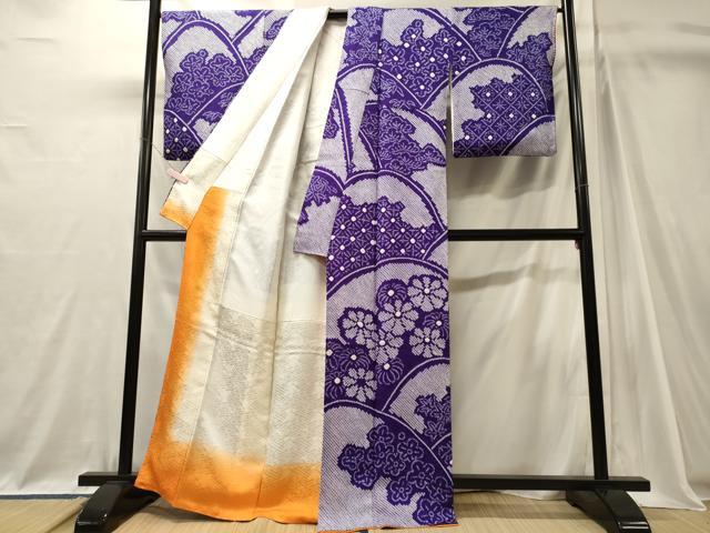 平和屋着物■上質な小紋　総絞り　舞花文　正絹　逸品　CABJ7116oy