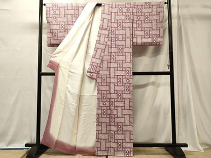 平和屋着物■上質な小紋　総絞り　幾何学丸文　やまと誂製　正絹　逸品　CABJ7117oy