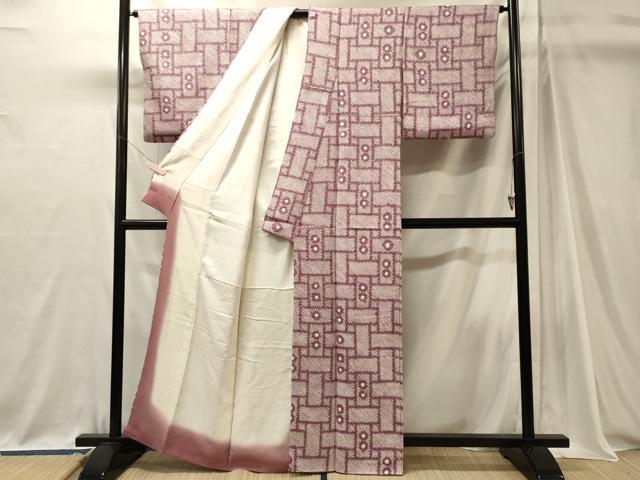 平和屋着物■上質な小紋　総絞り　幾何学丸文　やまと誂製　正絹　逸品　CABJ7117oy
