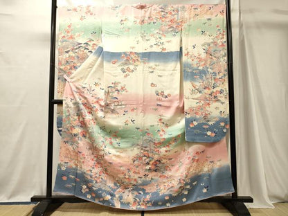 平和屋着物■豪華振袖　風景草花文　暈し染め　金彩　正絹　逸品　CABJ7124oy