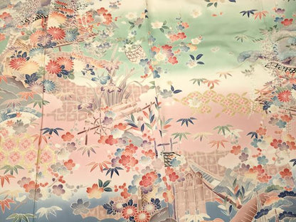 平和屋着物■豪華振袖　風景草花文　暈し染め　金彩　正絹　逸品　CABJ7124oy