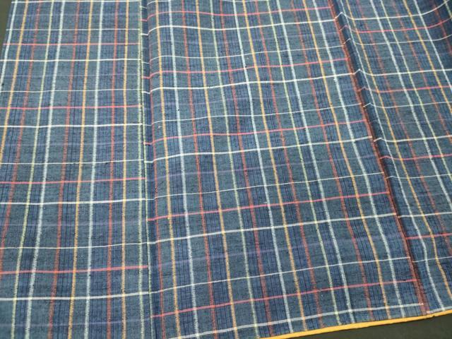 平和屋着物■上質な紬　格子柄　正絹　逸品　CABJ7126oy