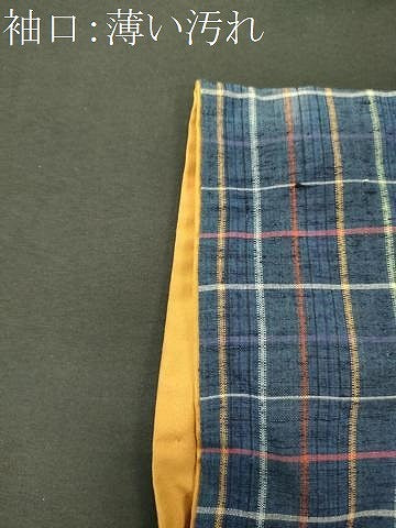 平和屋着物■上質な紬　格子柄　正絹　逸品　CABJ7126oy