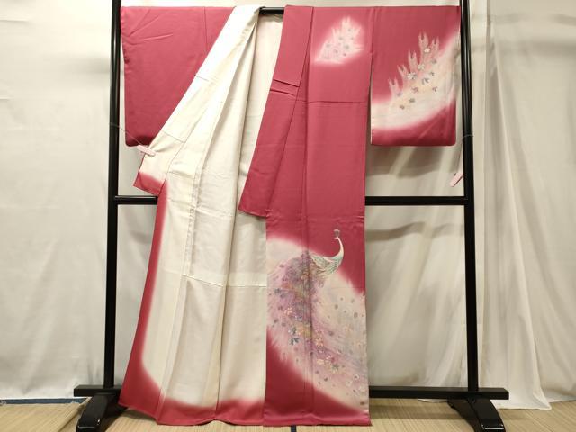 平和屋着物■訪問着　孔雀舞花文　暈し染め　金銀彩　正絹　逸品　CABJ7132oy
