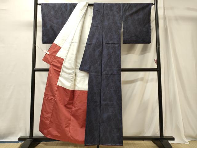 平和屋着物■上質な紬　幾何学文　正絹　逸品　未使用　CABJ7135oy