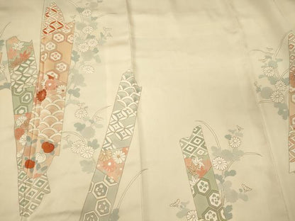平和屋着物■訪問着　刺繍　吉祥草花文　金彩　正絹　逸品　CABJ7137oy