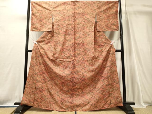 平和屋着物■上質な小紋　斜線文　黒地　正絹　逸品　CABJ7138oy