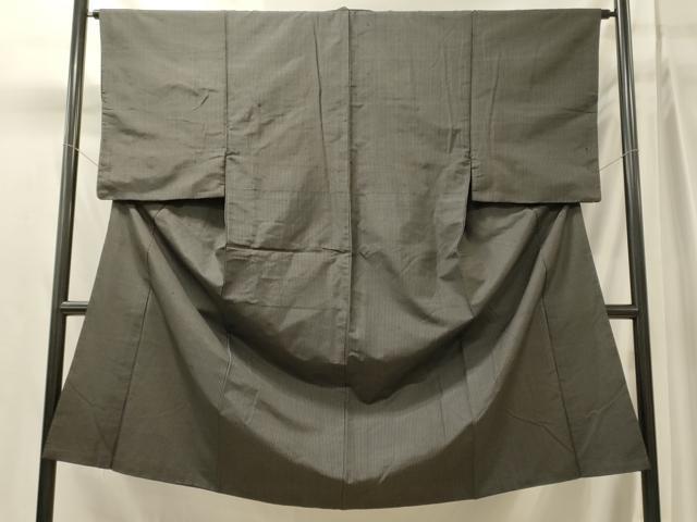 平和屋着物■男性　紬　縞　黒地　正絹　逸品　未使用　CABJ7142oy
