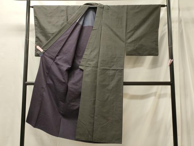 平和屋着物■男性　紬　縞　黒地　正絹　逸品　未使用　CABJ7142oy