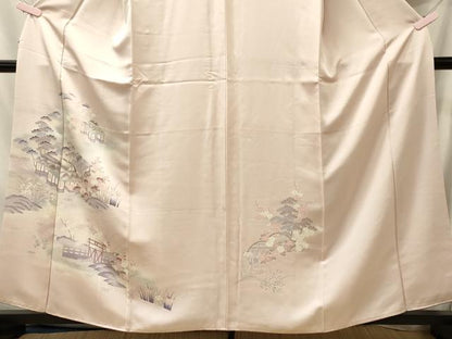 平和屋着物■訪問着　風景花松文　暈し染め　金彩　正絹　逸品　CABJ7149oy