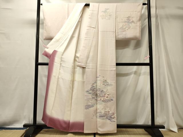 平和屋着物■訪問着　風景花松文　暈し染め　金彩　正絹　逸品　CABJ7149oy