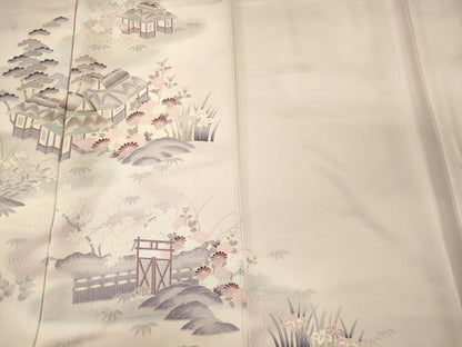 平和屋着物■訪問着　風景花松文　暈し染め　金彩　正絹　逸品　CABJ7149oy