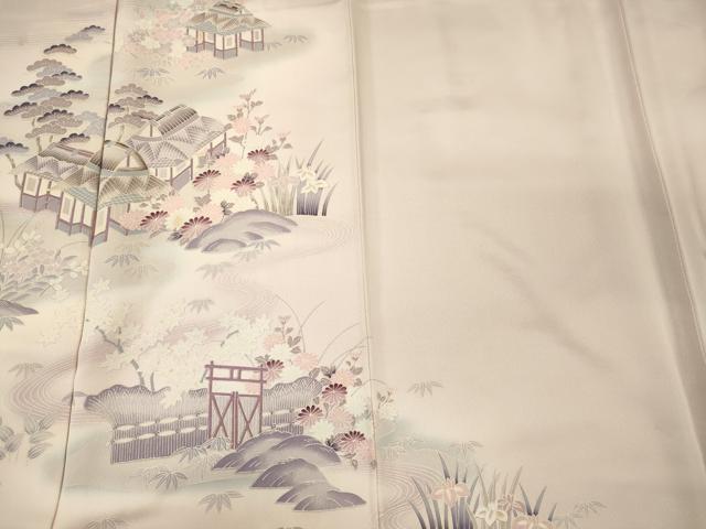 平和屋着物■訪問着　風景花松文　暈し染め　金彩　正絹　逸品　CABJ7149oy