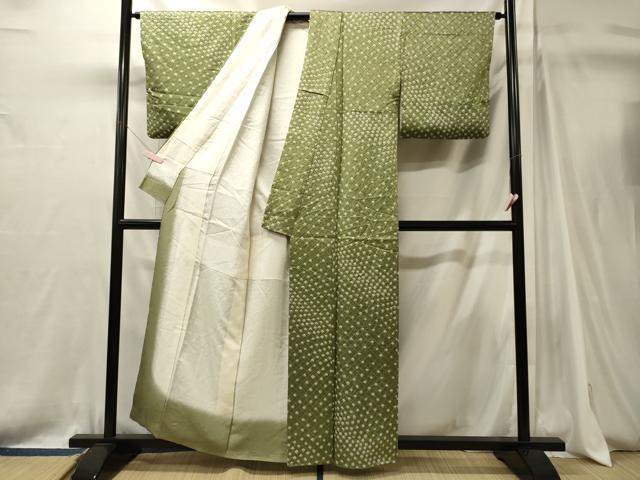 平和屋着物■上質な小紋　総絞り　菱地紋　正絹　逸品　CABJ7152oy