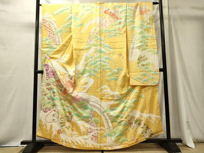 平和屋着物■豪華振袖　駒刺繍　鼓松文　暈し染め　金彩　正絹　逸品　CABJ7161oy